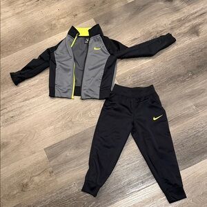 Nike Black and Gray Tracksuit with Yellow Highlights